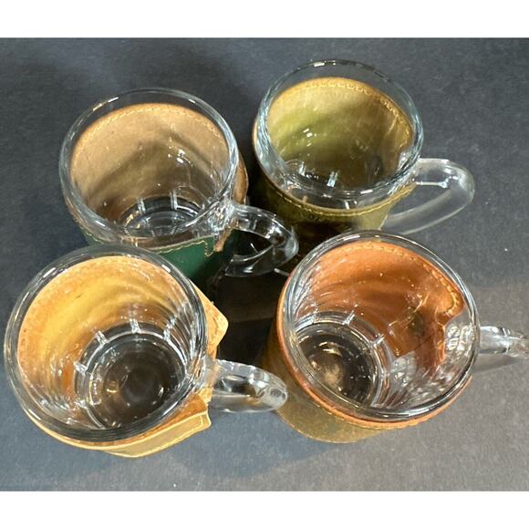 Leather Wrapped Mug Souvenir Shot Glasses - Toothpick Holder - Canada Set Of 4 - Picture 10 of 12